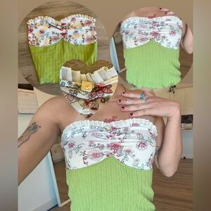 Floral Green Tube Top